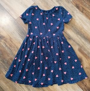 Jumping Beans, 5t, Navy Blue with Polka Dots and Hearts Dress